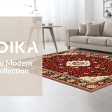 Ultra Soft Area Rug, Non Slip, Stain Resistant, Washable Area Rugs for Living Room, Bedroom, Sophisticated Rich Toned Lattice Style(Red)
