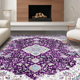 Ultra Soft Area Rug, Non Slip, Stain Resistant, Washable Area Rugs for Living Room, Bedroom, Timeless Diamond Medallion Elegance(Purple)