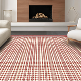 Ultra Soft Area Rug, Non Slip, Stain Resistant, Washable Area Rugs for Living Room, Bedroom, Serene Earthy Tones with Curves(Red)