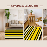 Ultra Soft Area Rug, Non Slip, Stain Resistant, Washable Area Rugs for Living Room, Bedroom, Elegant Earth Tone Zebra Motif(Yellow)