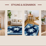 Ultra Soft Area Rug, Non Slip, Stain Resistant, Washable Area Rugs for Living Room, Bedroom, Contemporary Multicolor Coastal Motif(Blue)
