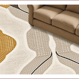 Ultra Soft Area Rug, Non Slip, Stain Resistant, Washable Area Rugs for Living Room, Bedroom, Ultra-Thin Modern Print(Beige)