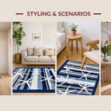 Ultra Soft Area Rug, Non Slip, Stain Resistant, Washable Area Rugs for Living Room, Bedroom, Vibrant Nautical Inspired Decor(Blue)