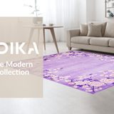 Ultra Soft Area Rug, Non Slip, Stain Resistant, Washable Area Rugs for Living Room, Bedroom, Whimsical Girly Flower Motif(Purple)