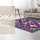 Ultra Soft Area Rug, Non Slip, Stain Resistant, Washable Area Rugs for Living Room, Bedroom, Chic Modern Festival Motif(Purple)
