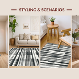 Ultra Soft Area Rug, Non Slip, Stain Resistant, Washable Area Rugs for Living Room, Bedroom, Contemporary Black and White Striped Outdoor Area Rug(Gray)