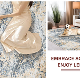 Ultra Soft Area Rug, Non Slip, Stain Resistant, Washable Area Rugs for Living Room, Bedroom, Luxurious Vintage Trellis Arrangement(Beige)