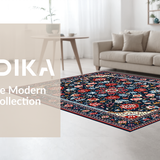 Rustic Dark Blue Flower Motif(Blue)