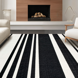 Ultra Soft Area Rug, Non Slip, Stain Resistant, Washable Area Rugs for Living Room, Bedroom, Modern Black White Stripe Rug Geometric Patterned(Black)