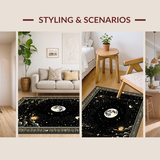 Ultra Soft Area Rug, Non Slip, Stain Resistant, Washable Area Rugs for Living Room, Bedroom, Dark Romantic Celestial Motif(Black)
