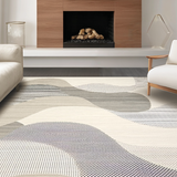 Ultra Soft Area Rug, Non Slip, Stain Resistant, Washable Area Rugs for Living Room, Bedroom, Sophisticated Muted Geometric Motif(Beige)