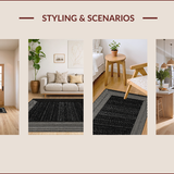 Ultra Soft Area Rug, Non Slip, Stain Resistant, Washable Area Rugs for Living Room, Bedroom, High Traffic Black Boho Dining Area Carpet(Black)