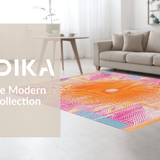 Ultra Soft Area Rug, Non Slip, Stain Resistant, Washable Area Rugs for Living Room, Bedroom, Chic Modern Circular Artistry(Orange)