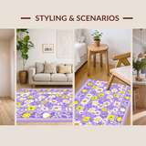Ultra Soft Area Rug, Non Slip, Stain Resistant, Washable Area Rugs for Living Room, Bedroom, Joyful Pastel Flower Medley(Purple)