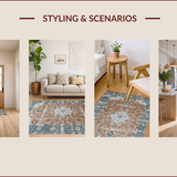 Ultra Soft Area Rug, Non Slip, Stain Resistant, Washable Area Rugs for Living Room, Bedroom, Muted Earthy Medallion Charm(Brown)