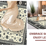 Ultra Soft Area Rug, Non Slip, Stain Resistant, Washable Area Rugs for Living Room, Bedroom, Rustic Neutral Tone Floral Pattern(White)
