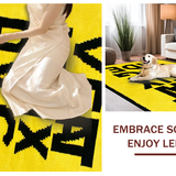 Ultra Soft Area Rug, Non Slip, Stain Resistant, Washable Area Rugs for Living Room, Bedroom, Sleek Minimalist Word Art Style(Yellow)