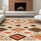 Ultra Soft Area Rug, Non Slip, Stain Resistant, Washable Area Rugs for Living Room, Bedroom, Stylish Diamond Lattice in Earthy Tones(Orange)