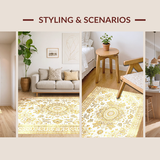 Ultra Soft Area Rug, Non Slip, Stain Resistant, Washable Area Rugs for Living Room, Bedroom, Rustic Circle Elegance(Gold)