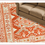 Ultra Soft Area Rug, Non Slip, Stain Resistant, Washable Area Rugs for Living Room, Bedroom, Hand-Woven Artisanal Bedroom Meditation Space Carpet(Orange)