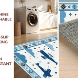 Ultra Soft Area Rug, Non Slip, Stain Resistant, Washable Area Rugs for Living Room, Bedroom, Sky-themed Cartoon Animal Parade(Blue)