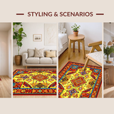 Ultra Soft Area Rug, Non Slip, Stain Resistant, Washable Area Rugs for Living Room, Bedroom, Lively Rustic Textured Geometry(Yellow)