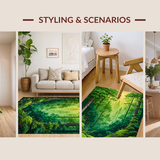 Ultra Soft Area Rug, Non Slip, Stain Resistant, Washable Area Rugs for Living Room, Bedroom, Lush Forest Floral Motif(Green)