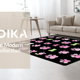 Ultra Soft Area Rug, Non Slip, Stain Resistant, Washable Area Rugs for Living Room, Bedroom, Lively Flannel Pet Print Design(Pink)