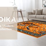 Ultra Soft Area Rug, Non Slip, Stain Resistant, Washable Area Rugs for Living Room, Bedroom, Eclectic Bright Animal Motif Design(Orange)