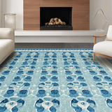 Ultra Soft Area Rug, Non Slip, Stain Resistant, Washable Area Rugs for Living Room, Bedroom, Blue Bowknot Bath Rug: Scalloped Design, Coquette Style, Cute Accent Rug(Blue)
