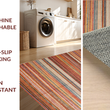 Ultra Soft Area Rug, Non Slip, Stain Resistant, Washable Area Rugs for Living Room, Bedroom, Chic Cozy Striped Canvas(Orange)