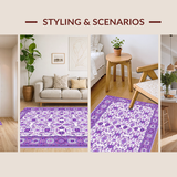 Ultra Soft Area Rug, Non Slip, Stain Resistant, Washable Area Rugs for Living Room, Bedroom, Lavender Vintage Floral Elegance(Purple)