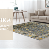 Ultra Soft Area Rug, Non Slip, Stain Resistant, Washable Area Rugs for Living Room, Bedroom, Cozy Earth Tone Medallion Design(Gray)