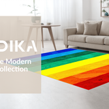 Ultra Soft Area Rug, Non Slip, Stain Resistant, Washable Area Rugs for Living Room, Bedroom, Sleek Modern Rainbow Accents(Blue)