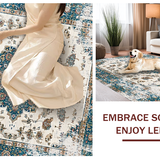 Ultra Soft Area Rug, Non Slip, Stain Resistant, Washable Area Rugs for Living Room, Bedroom, Trendy Soft Earthy Tiled Arrangement(White)