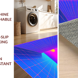 Ultra Soft Area Rug, Non Slip, Stain Resistant, Washable Area Rugs for Living Room, Bedroom, Dynamic Colorful Linear Elements(Blue)