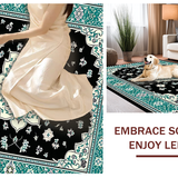 Geometric Black and Teal Motif(Black)