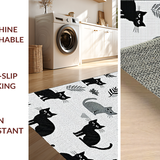 Ultra Soft Area Rug, Non Slip, Stain Resistant, Washable Area Rugs for Living Room, Bedroom, Whimsical Stretched Feline Motif(Black)