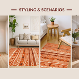 Ultra Soft Area Rug, Non Slip, Stain Resistant, Washable Area Rugs for Living Room, Bedroom, Sleek Vibrant Warm Tones(Orange)