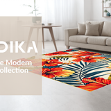Ultra Soft Area Rug, Non Slip, Stain Resistant, Washable Area Rugs for Living Room, Bedroom, Modern Botanical Color Explosion(Red)