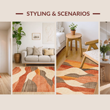 Ultra Soft Area Rug, Non Slip, Stain Resistant, Washable Area Rugs for Living Room, Bedroom, Traditional Antique Abstract Style(Orange)
