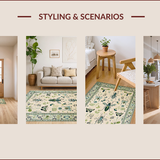 Ultra Soft Area Rug, Non Slip, Stain Resistant, Washable Area Rugs for Living Room, Bedroom, Elegant Earthy Floral Insect Design(Beige)