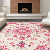 Ultra Soft Area Rug, Non Slip, Stain Resistant, Washable Area Rugs for Living Room, Bedroom, Sophisticated Floral Medallion Style(White)