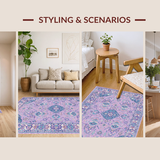 Ultra Soft Area Rug, Non Slip, Stain Resistant, Washable Area Rugs for Living Room, Bedroom, Sophisticated Ogee Patterned Delight(Purple)