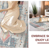Ultra Soft Area Rug, Non Slip, Stain Resistant, Washable Area Rugs for Living Room, Bedroom, Charming Coastal Ogee Design(Gray)