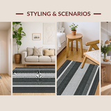 Ultra Soft Area Rug, Non Slip, Stain Resistant, Washable Area Rugs for Living Room, Bedroom, Minimalist Classic Linear Design(Black)