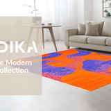 Ultra Soft Area Rug, Non Slip, Stain Resistant, Washable Area Rugs for Living Room, Bedroom, Lively Colorful Flowing Shapes(Orange)
