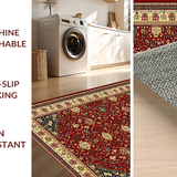 Ultra Soft Area Rug, Non Slip, Stain Resistant, Washable Area Rugs for Living Room, Bedroom, Striking Bold Trellis Composition(Red)
