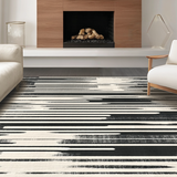 Ultra Soft Area Rug, Non Slip, Stain Resistant, Washable Area Rugs for Living Room, Bedroom, Avant-Garde Striped Rug, Artistic Monochrome Carpet, Graphic Linear Design(Black)
