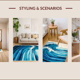 Ultra Soft Area Rug, Non Slip, Stain Resistant, Washable Area Rugs for Living Room, Bedroom, Serene Oceanic Color Blend(Blue)
